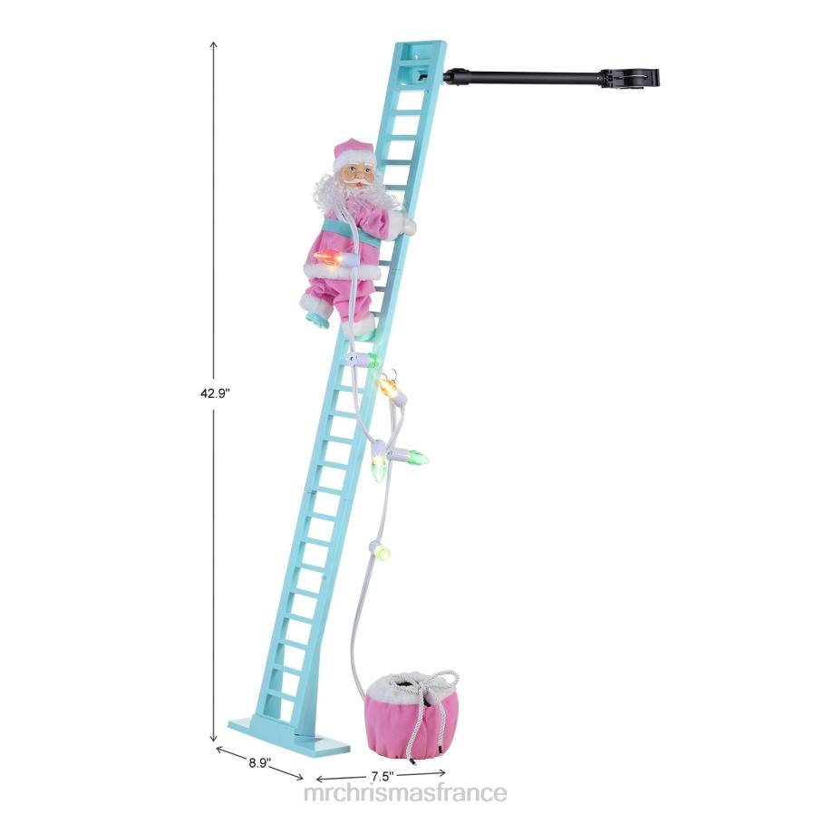 décoration Mr. Christmas Père Noël blanc super grimpant pastel animé 43