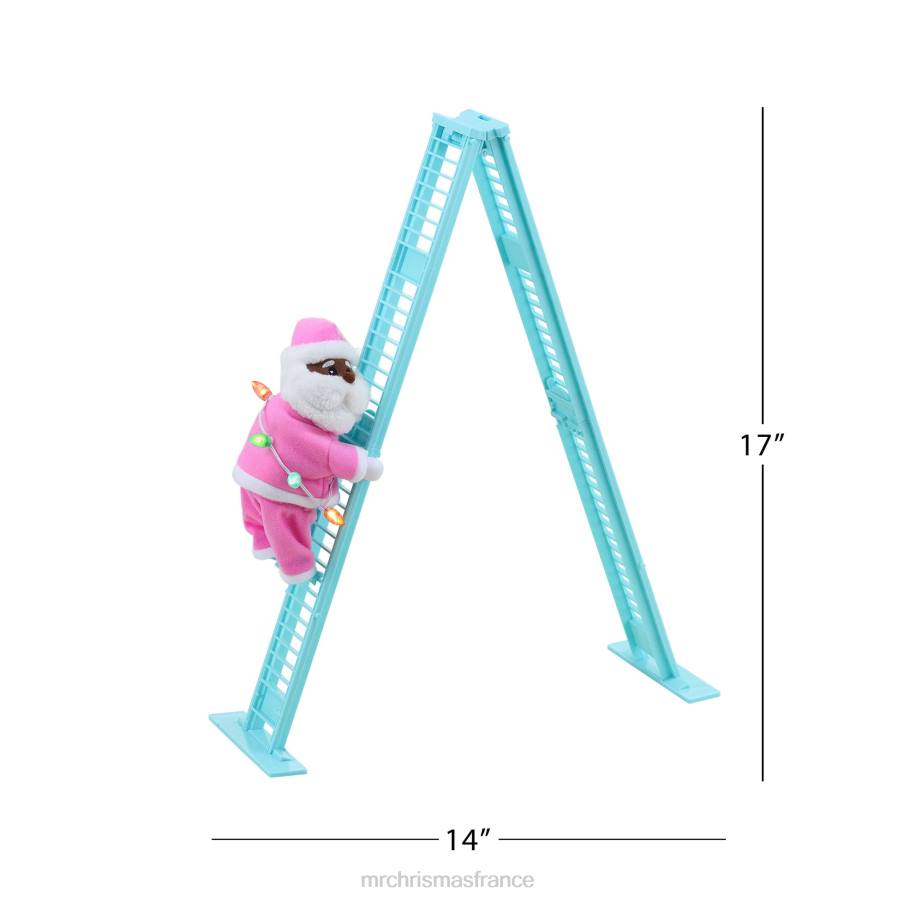 décoration Mr. Christmas Père Noël noir grimpant au pastel sur table animé de 17 po D00B43