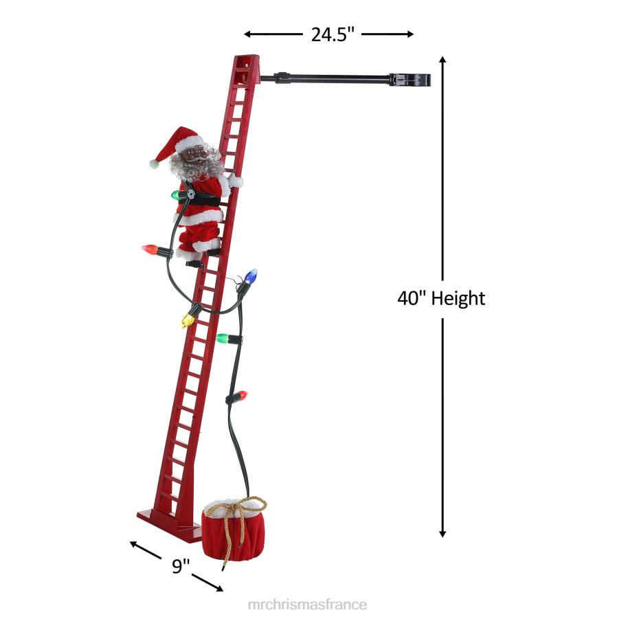 décoration Mr. Christmas Père Noël noir sculpté super grimpant animé de 43 pouces D00B34