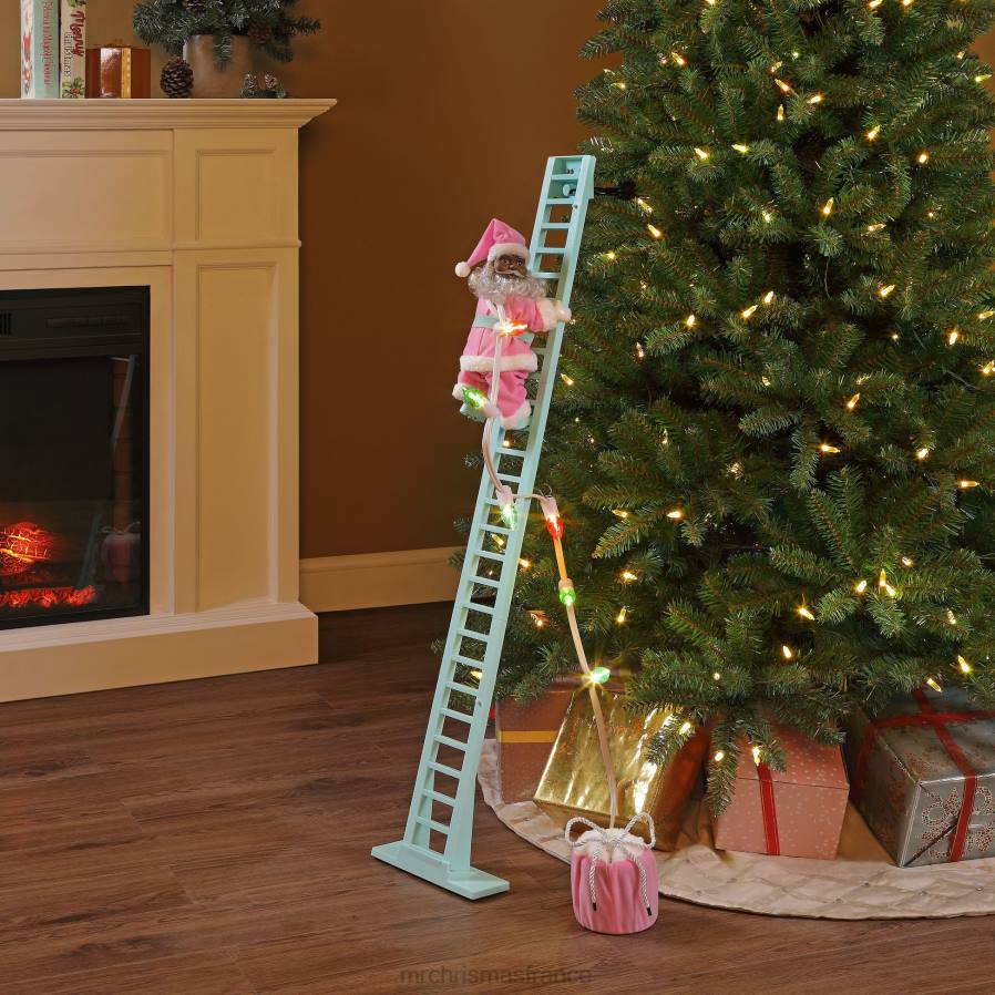 décoration Mr. Christmas Père Noël noir super grimpant pastel animé 43