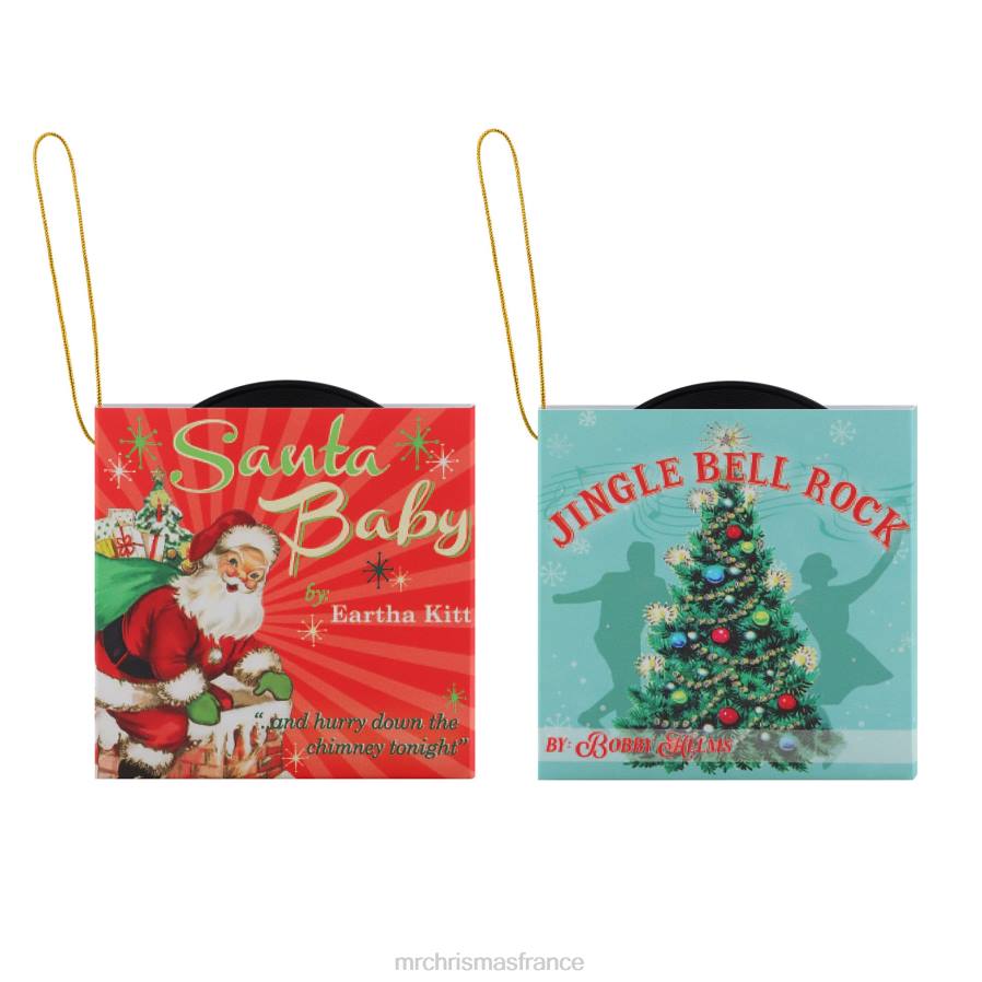 décoration Mr. Christmas Ensemble de 3,4" de 2 ornements de disque vinyle vintage D00B147