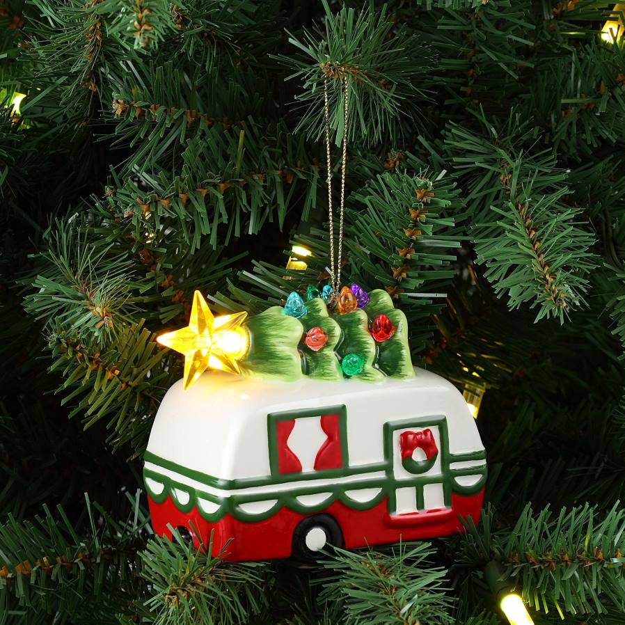 décoration Mr. Christmas Ensemble de 4,5 po de 2 ornements de véhicules rétro en céramique D00B141