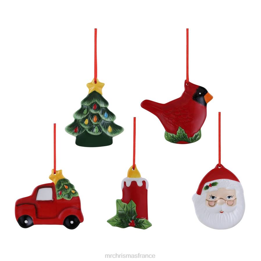 décoration Mr. Christmas Ensemble de 4" de 5 ornements vintage en céramique D00B151
