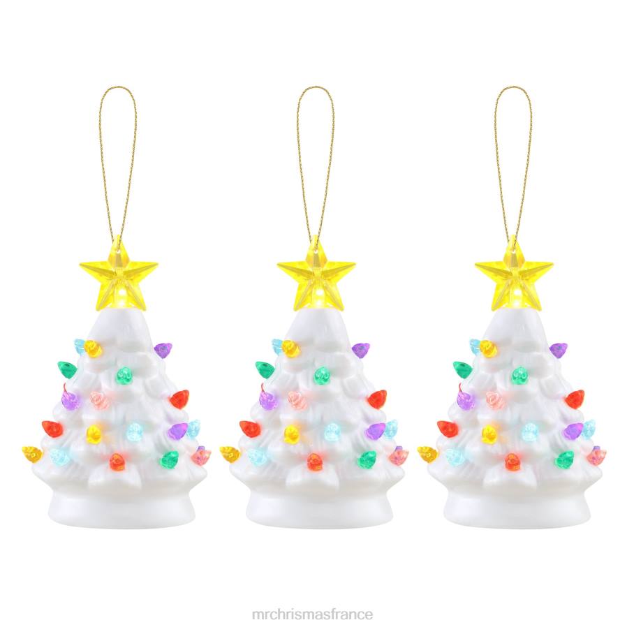 décoration Mr. Christmas Ensemble de 5" de 3 ornements d'arbre en céramique nostalgiques-blanc D00B118