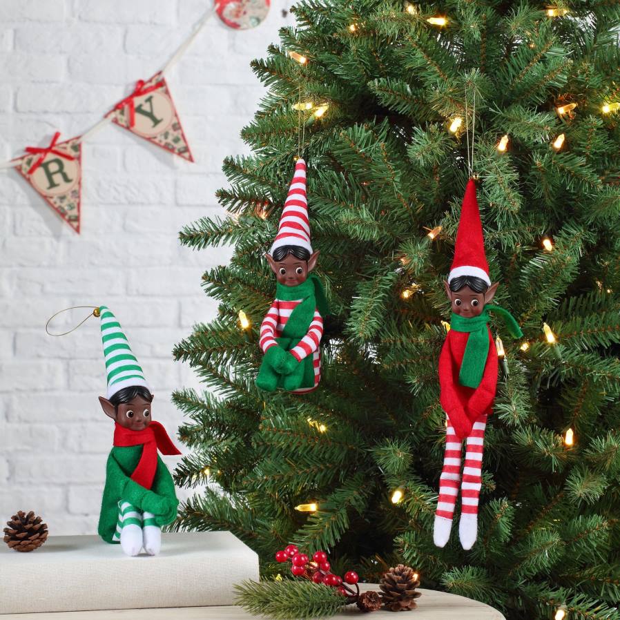 décoration Mr. Christmas Ensemble de 6,5 pouces de 3 elfes vintage étreignant les genoux-noir D00B248