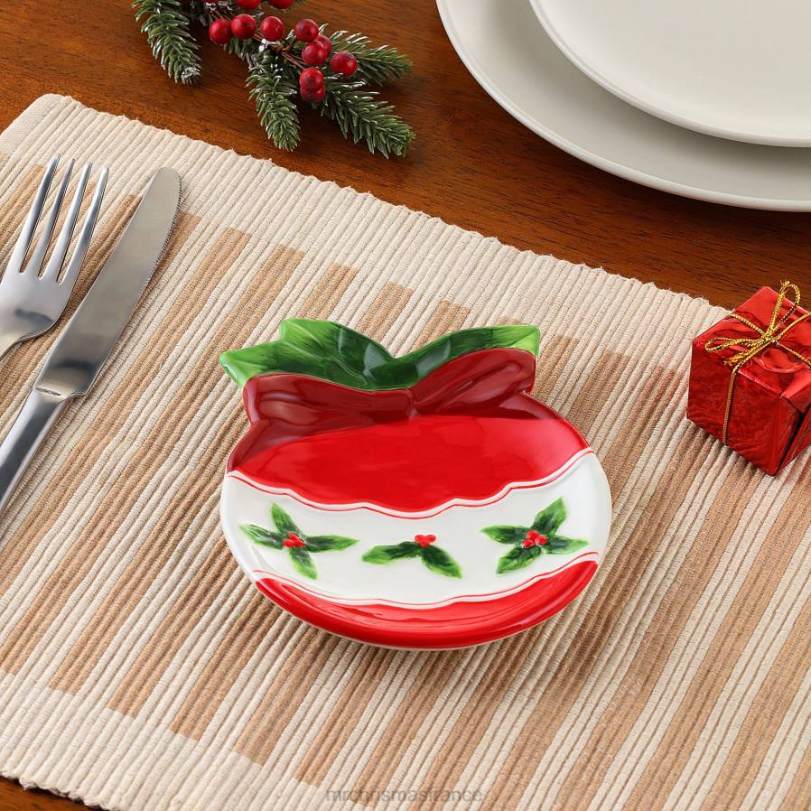 décoration Mr. Christmas Ensemble de plateau à bibelots en céramique de 6 pouces, ornement et arbre D00B97