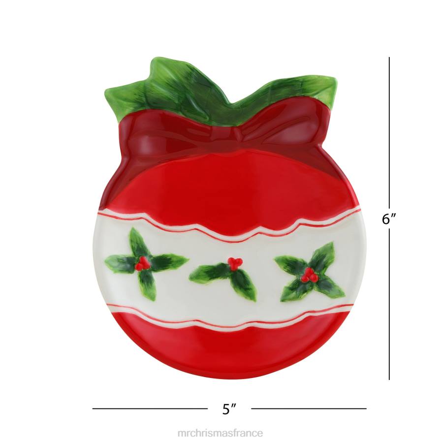 décoration Mr. Christmas Ensemble de plateau à bibelots en céramique de 6 pouces, ornement et arbre D00B97