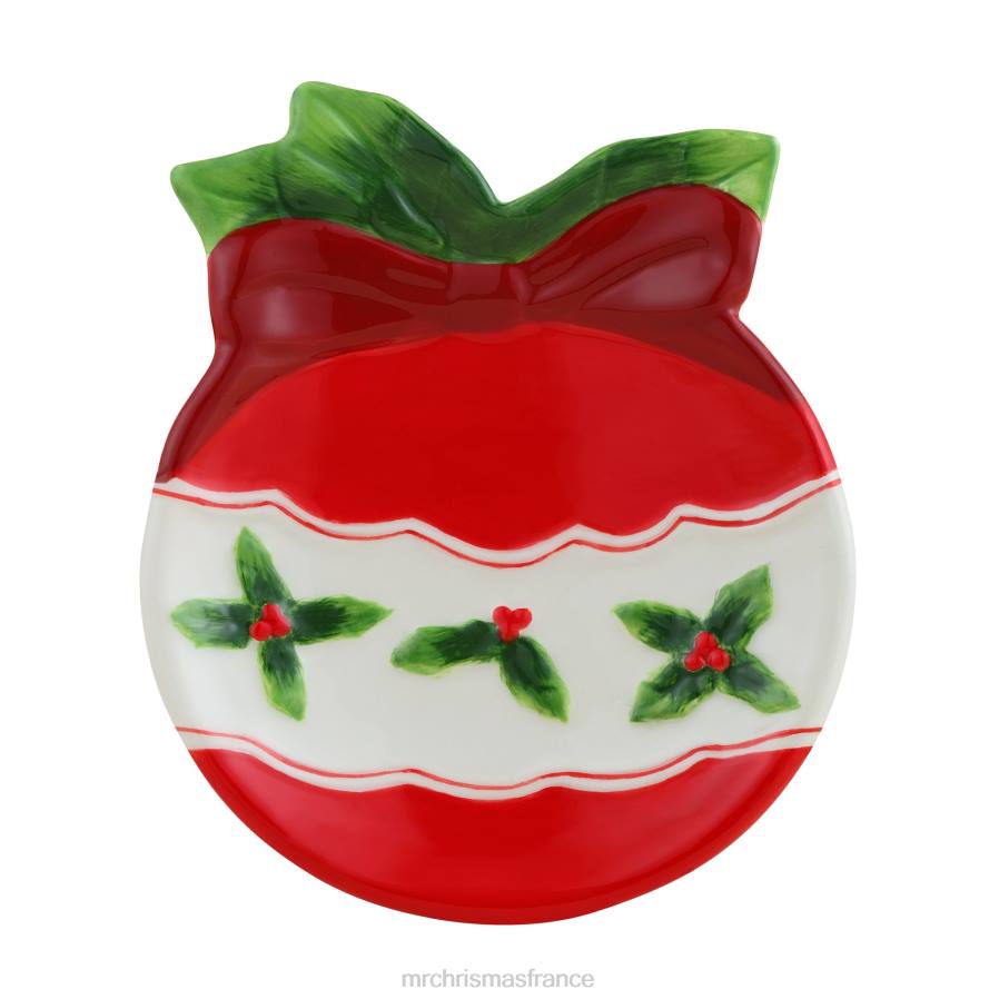 décoration Mr. Christmas Ensemble de plateau à bibelots en céramique de 6 pouces, ornement et arbre D00B97