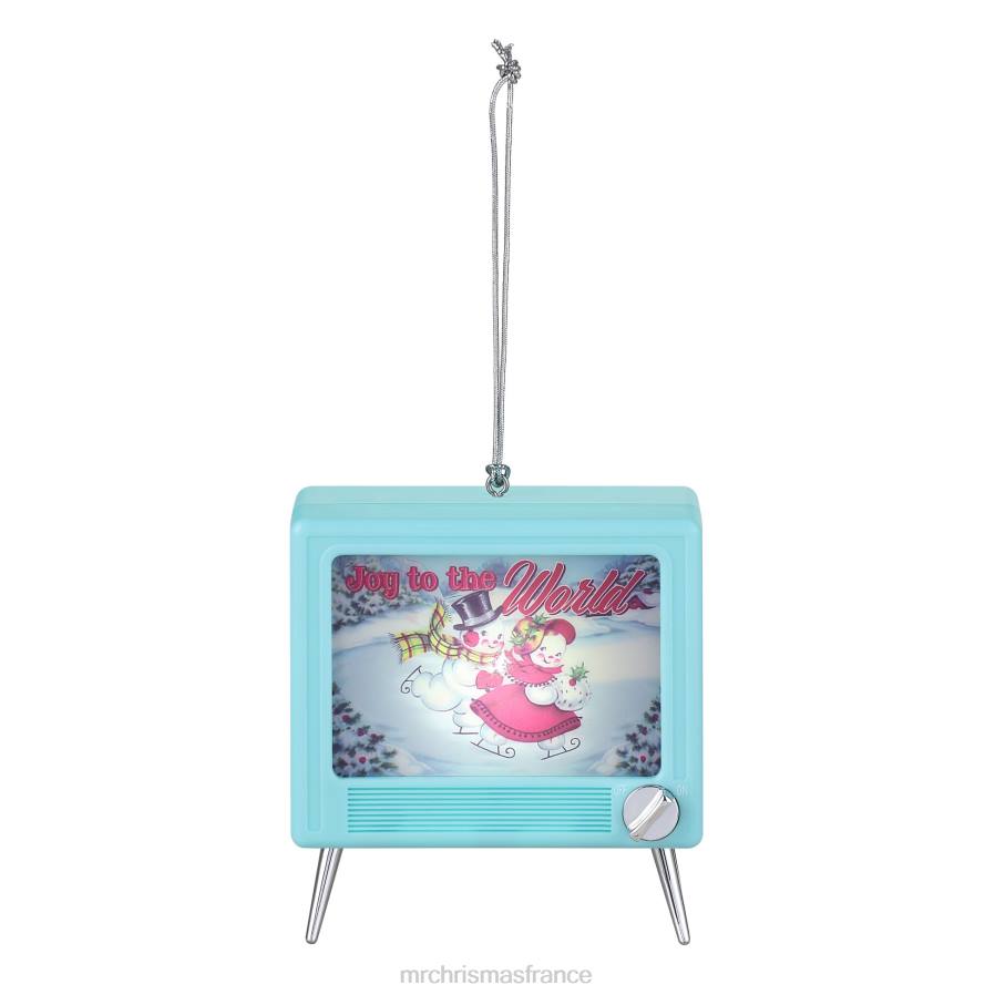 décoration Mr. Christmas Ornement TV LED musical 3,75"-bleu sarcelle D00B149