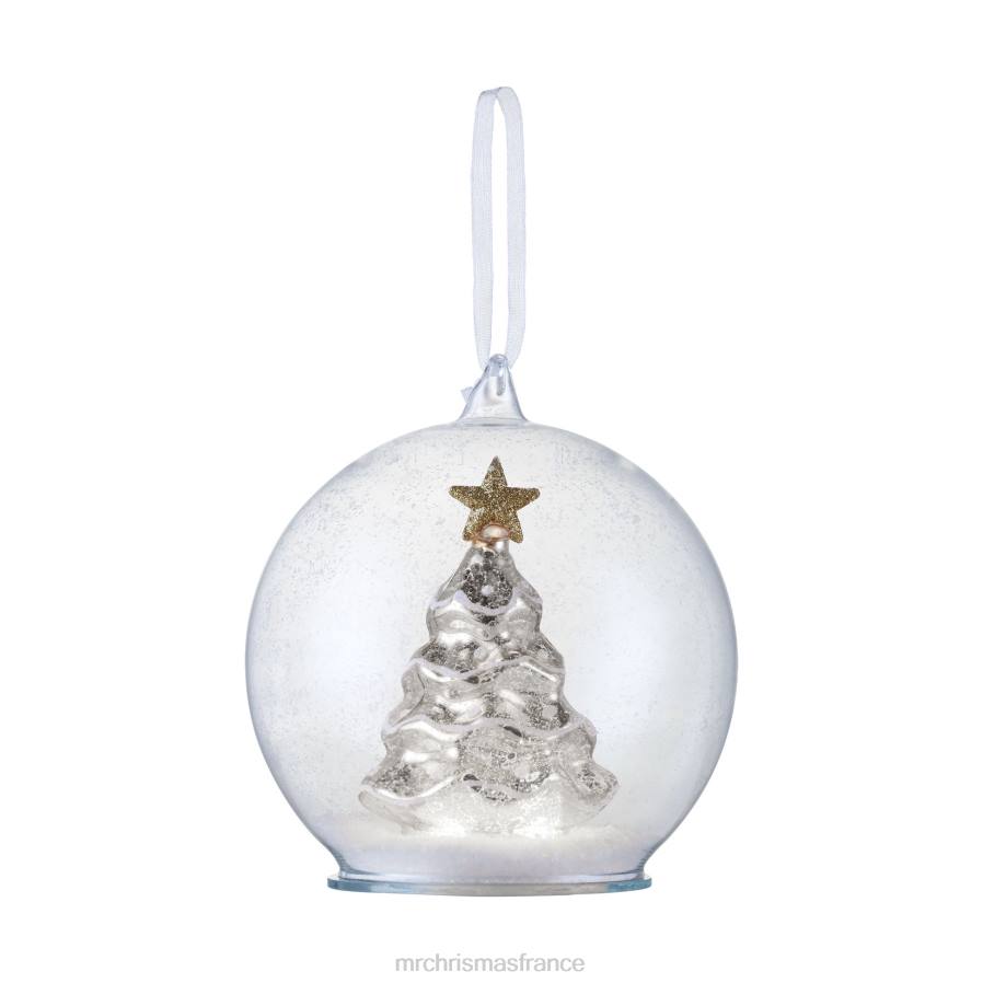 décoration Mr. Christmas Ornement globe d'arbre en verre au mercure de 5,5 pouces - argent D00B89