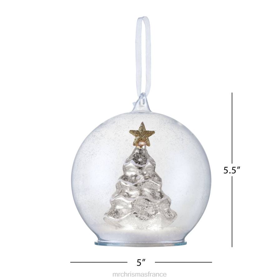 décoration Mr. Christmas Ornement globe d'arbre en verre au mercure de 5,5 pouces - argent D00B89