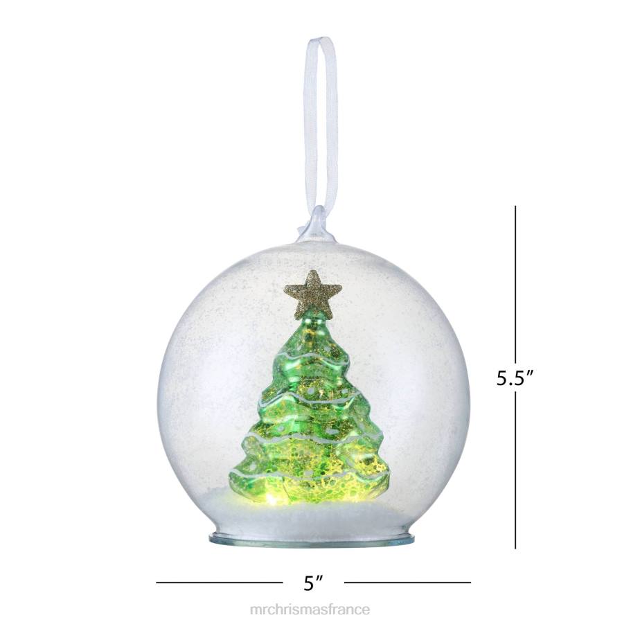 décoration Mr. Christmas Ornement globe d'arbre en verre au mercure de 5,5 pouces-vert D00B90