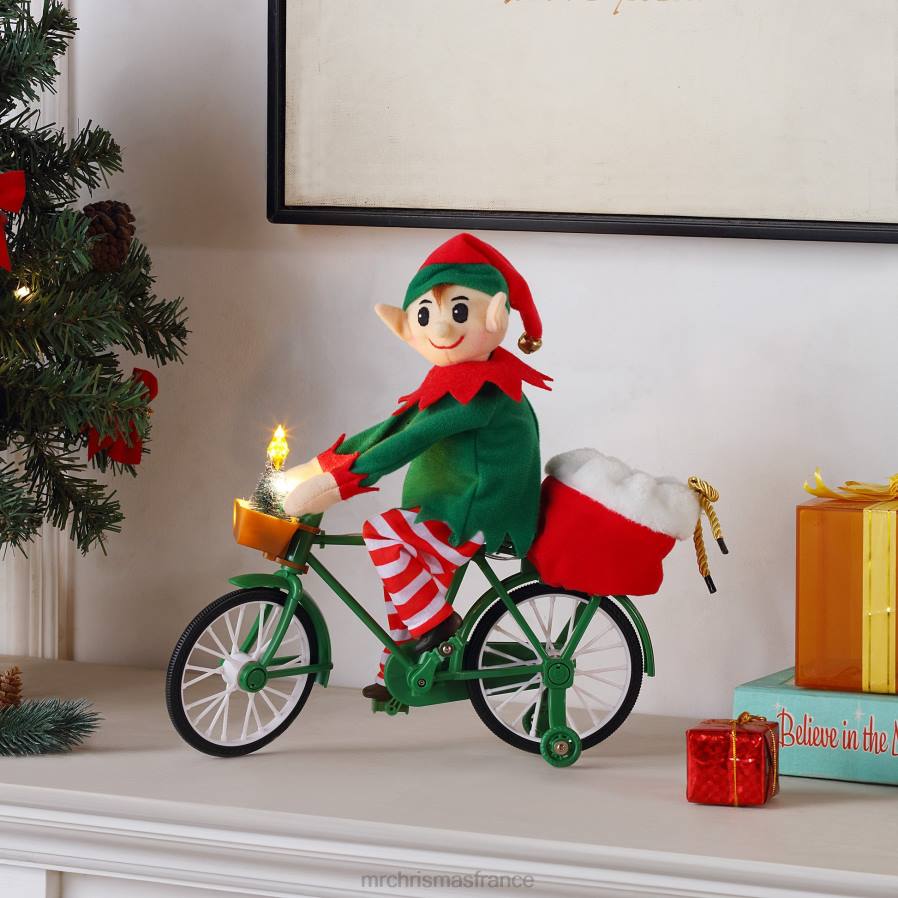 décoration Mr. Christmas Elfe cycliste animé de 11 pouces D00B207