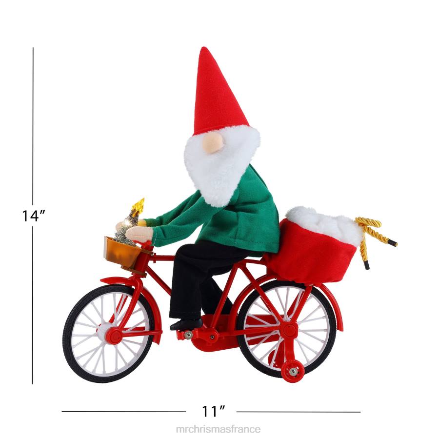 décoration Mr. Christmas Gnome cycliste animé de 11 pouces D00B208