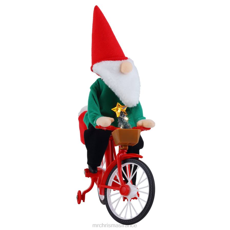 décoration Mr. Christmas Gnome cycliste animé de 11 pouces D00B208
