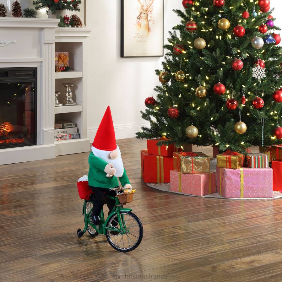 décoration Mr. Christmas Gnome cycliste animé de 23 pouces D00B209