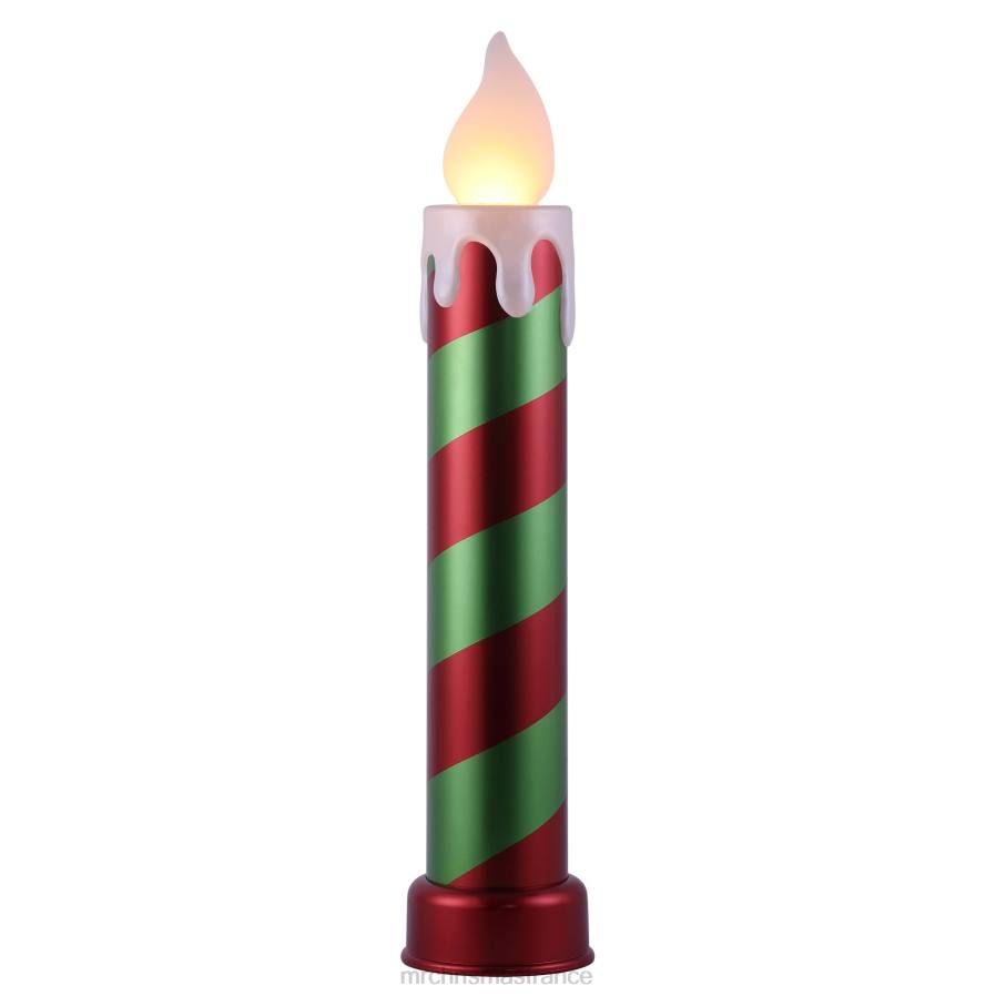 décoration Mr. Christmas Bougie moulée par soufflage métallique 36" - rouge et vert D00B251