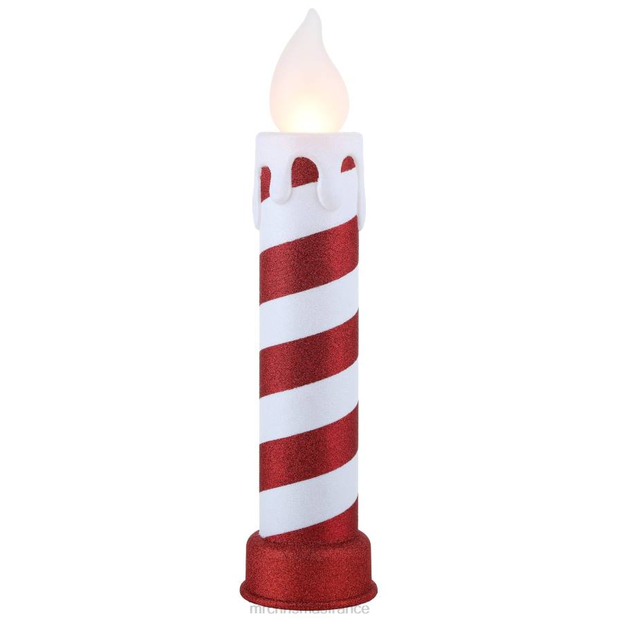 décoration Mr. Christmas Bougie moulée par soufflage pailletée 24" - rouge et blanc D00B253