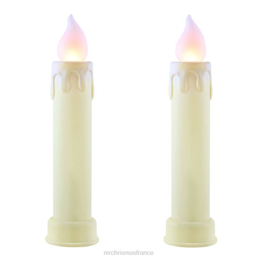 décoration Mr. Christmas Ensemble de 2 bougies moulées par soufflage, 24 pouces, ivoire D00B258