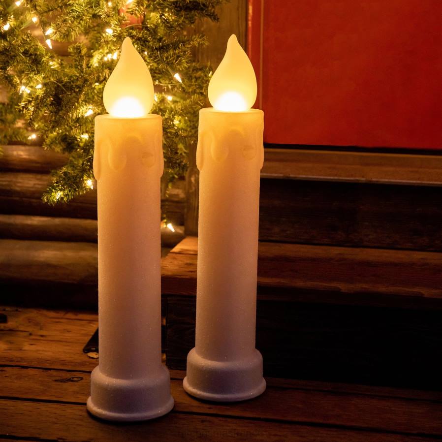 décoration Mr. Christmas Ensemble de 2 bougies moulées par soufflage, 24 pouces, ivoire D00B258