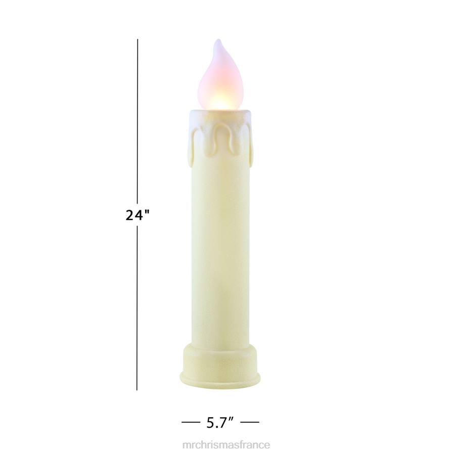 décoration Mr. Christmas Ensemble de 2 bougies moulées par soufflage, 24 pouces, ivoire D00B258