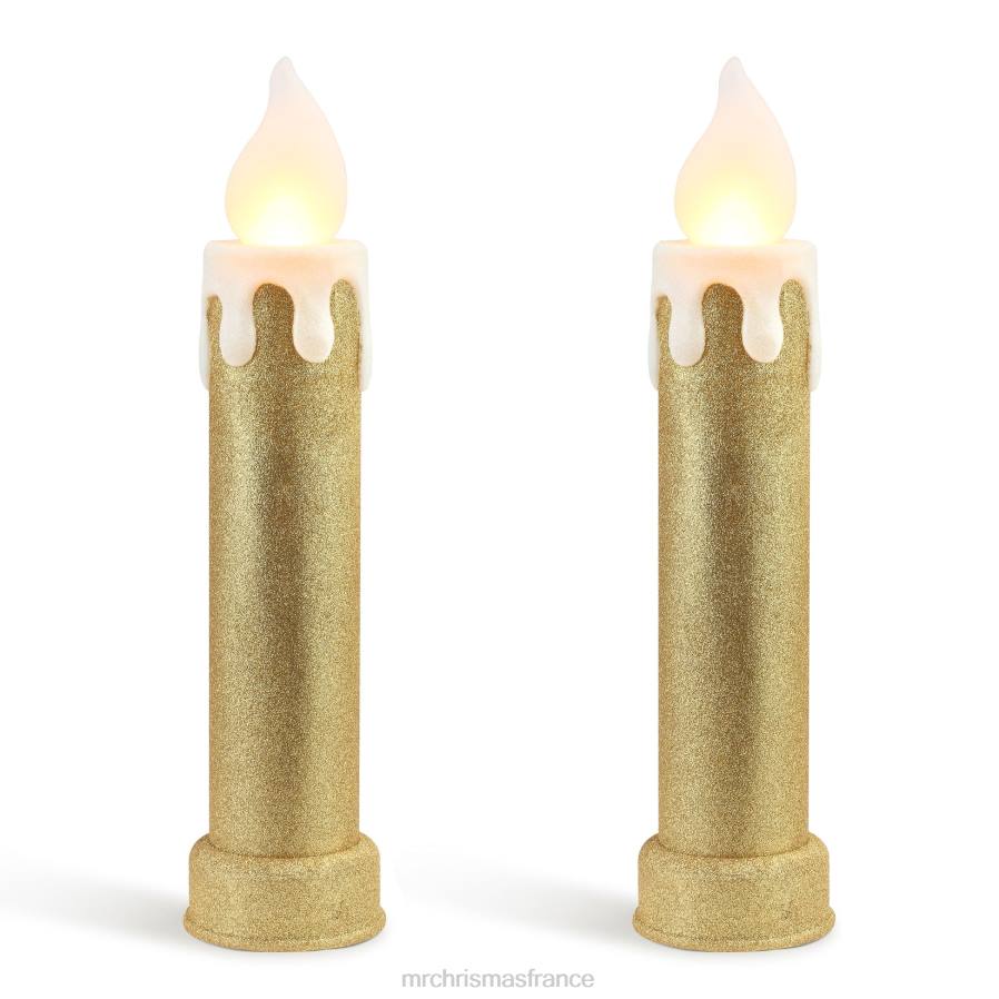 décoration Mr. Christmas Ensemble de 2 bougies moulées par soufflage, 24 pouces, or D00B255