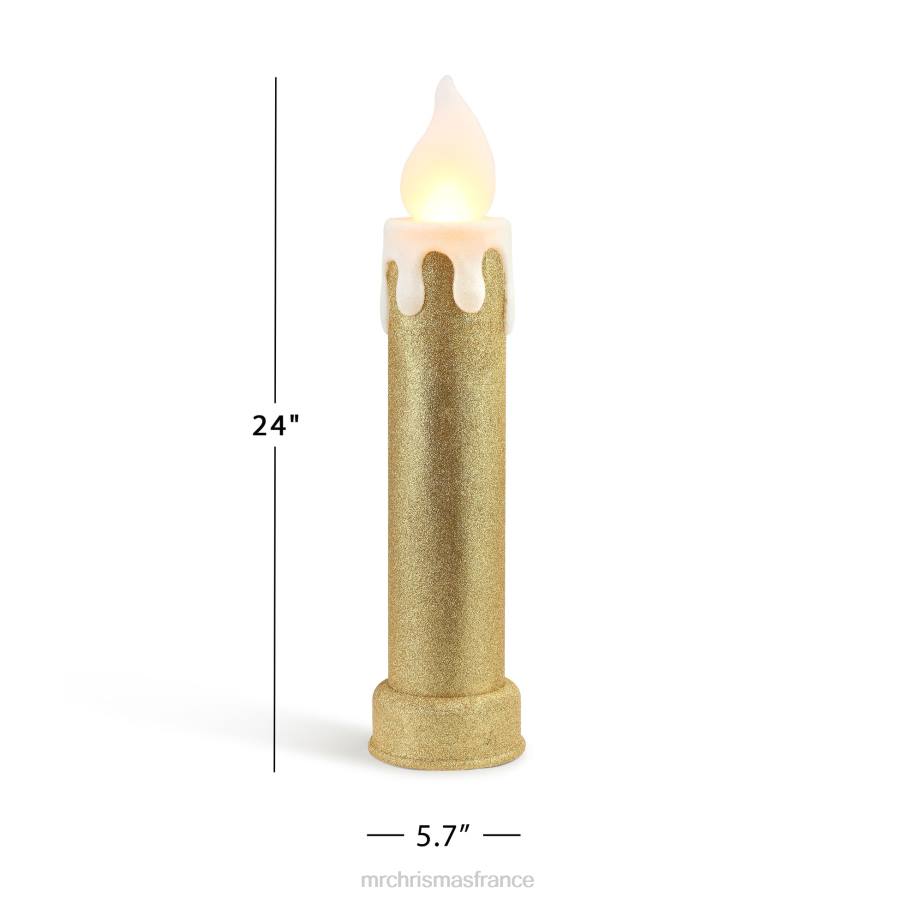 décoration Mr. Christmas Ensemble de 2 bougies moulées par soufflage, 24 pouces, or D00B255