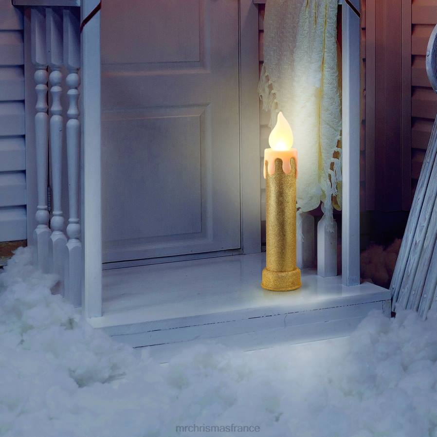 décoration Mr. Christmas Ensemble de 2 bougies moulées par soufflage, 24 pouces, or D00B255