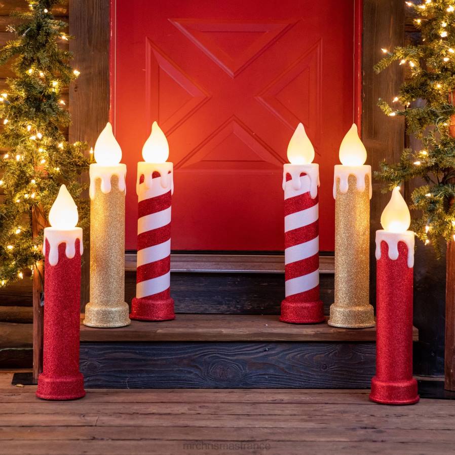 décoration Mr. Christmas Ensemble de 2 bougies moulées par soufflage, 24 pouces, or D00B255