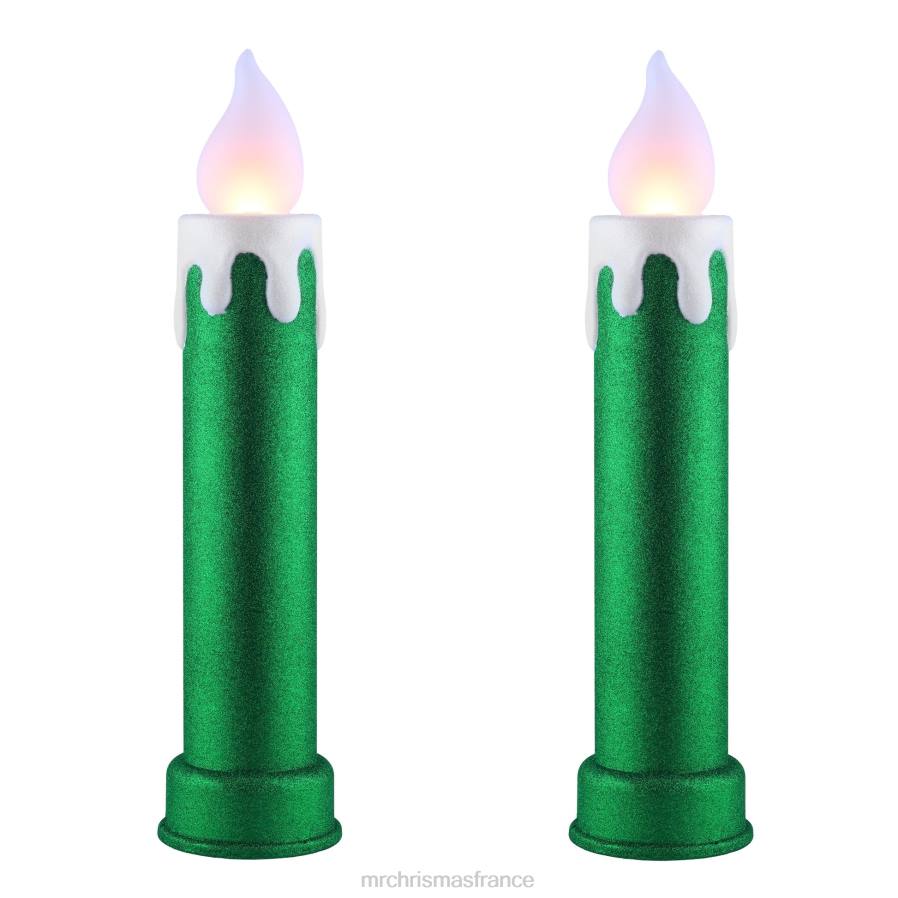 décoration Mr. Christmas Ensemble de 2 bougies moulées par soufflage, 24 pouces, vert D00B259
