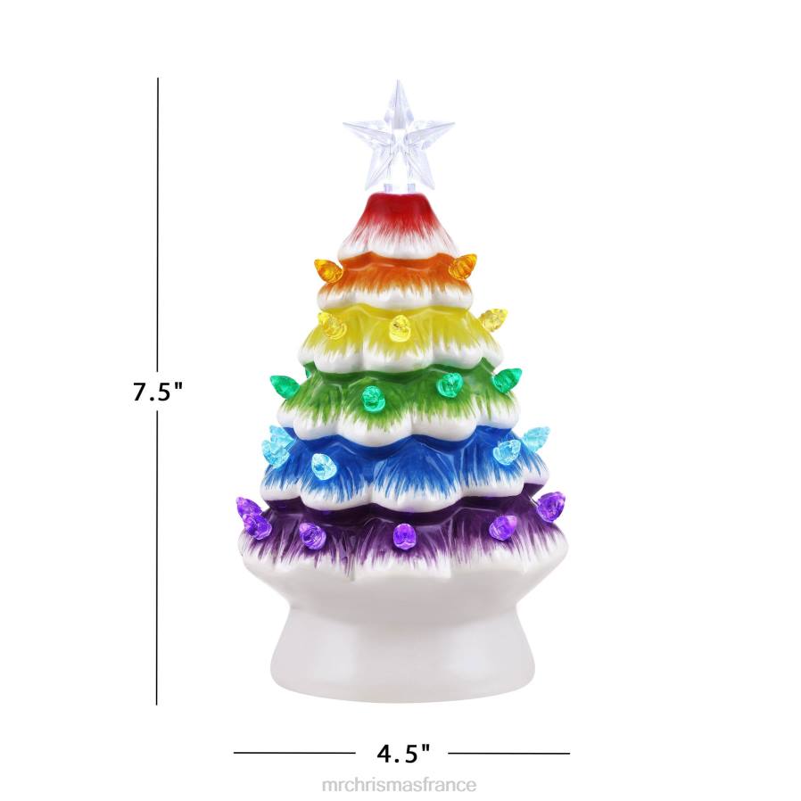 décoration Mr. Christmas Arbre arc-en-ciel en céramique nostalgique de 7,5 po D00B117