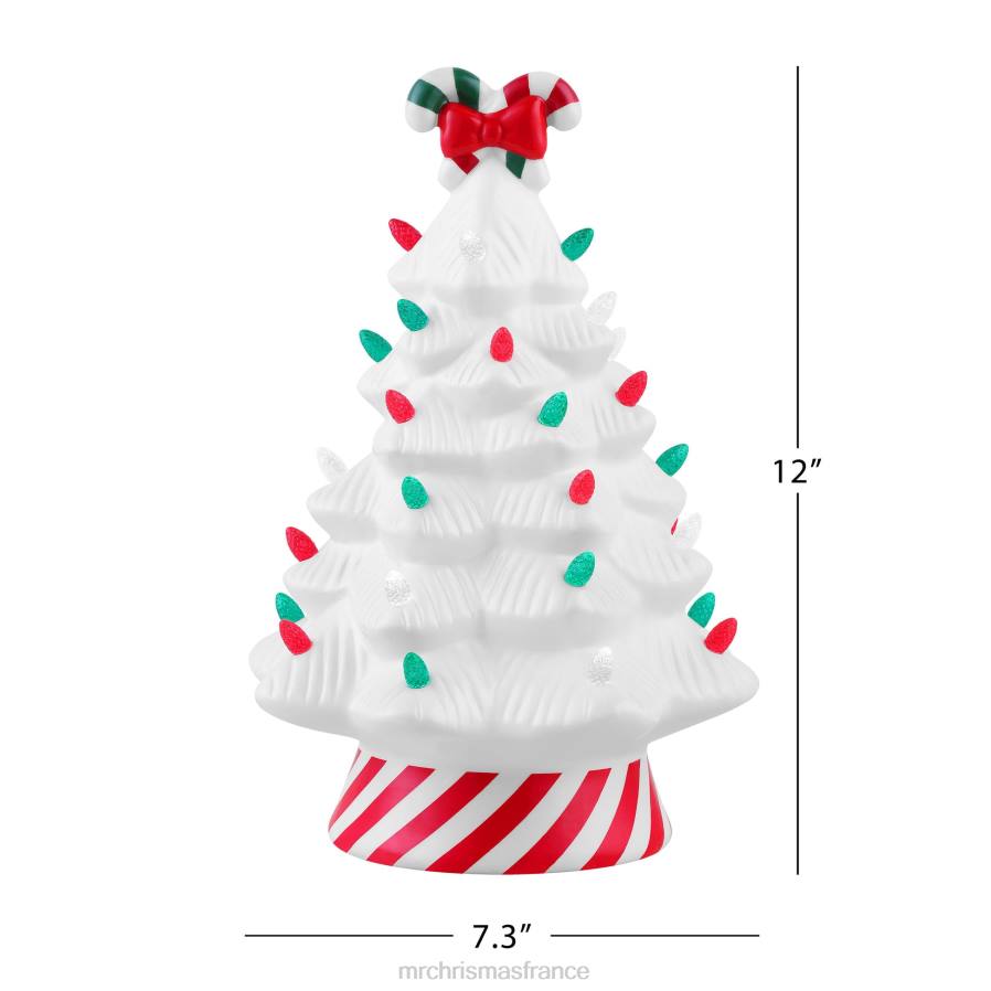 décoration Mr. Christmas Arbre à canne à sucre allumé en céramique nostalgique de 12 po-rouge D00B111