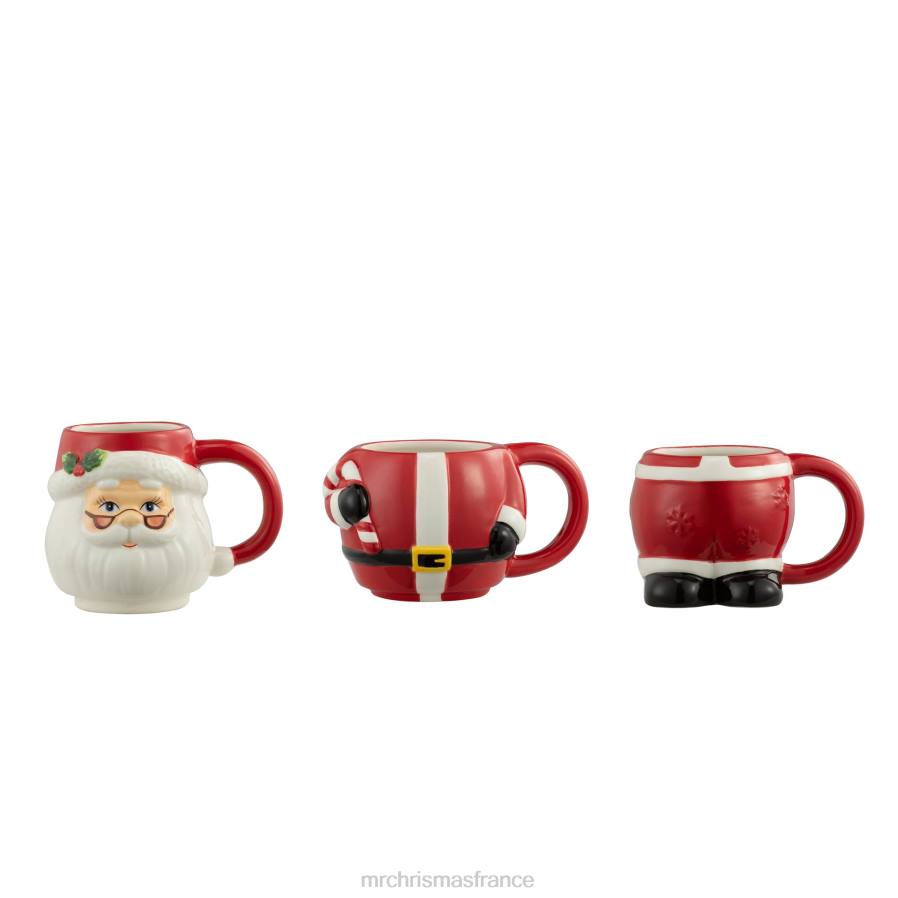 décoration Mr. Christmas Ensemble de 12 oz de 3 tasses empilables en céramique-père Noël D00B79