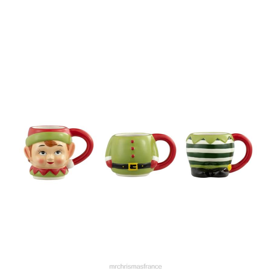 décoration Mr. Christmas Ensemble de 3 tasses empilables en céramique de 12 oz - elfe D00B78