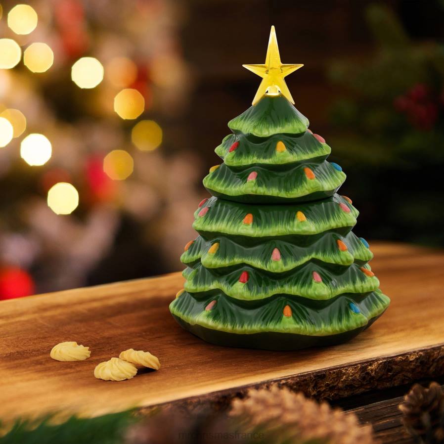 décoration Mr. Christmas Pot à biscuits en forme d'arbre éclairé en céramique nostalgique de 13 po D00B100