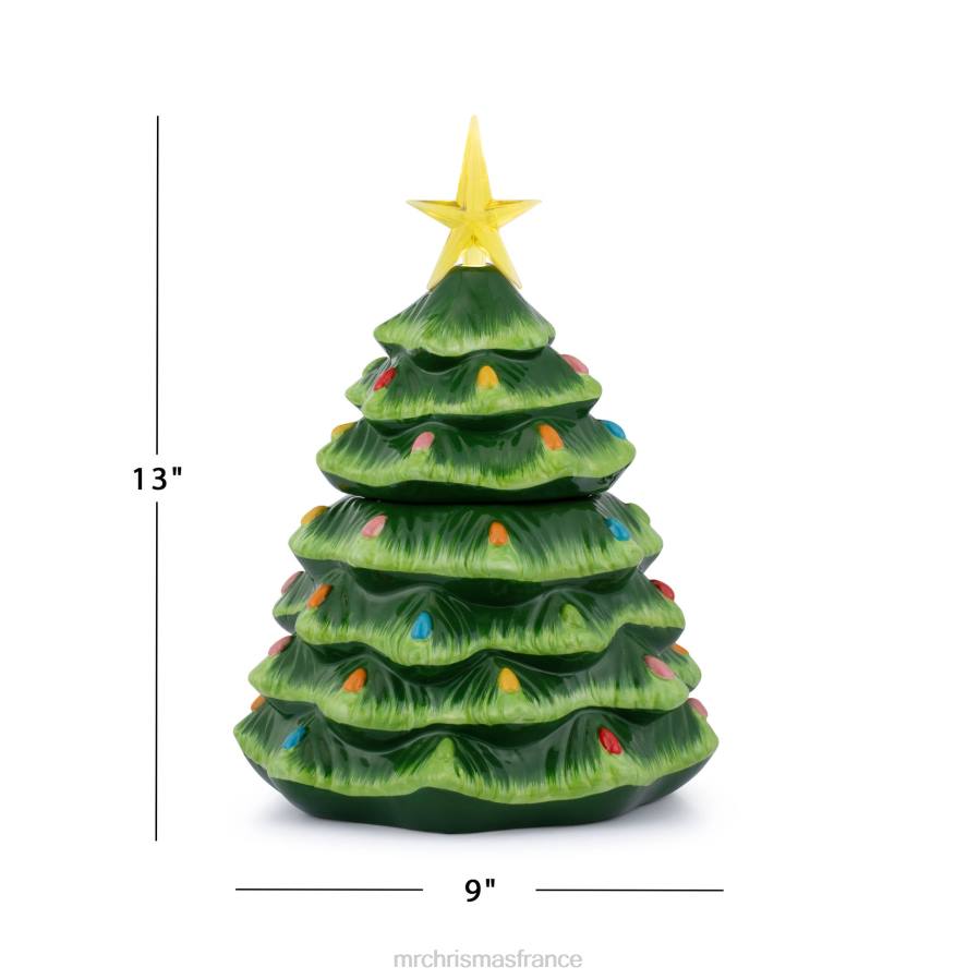 décoration Mr. Christmas Pot à biscuits en forme d'arbre éclairé en céramique nostalgique de 13 po D00B100