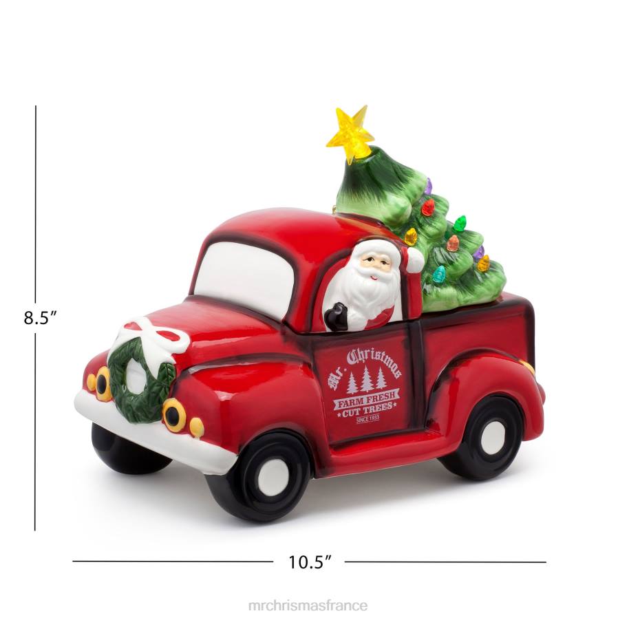 décoration Mr. Christmas Pot à biscuits pour camion éclairé en céramique nostalgique de 10,5 po D00B101