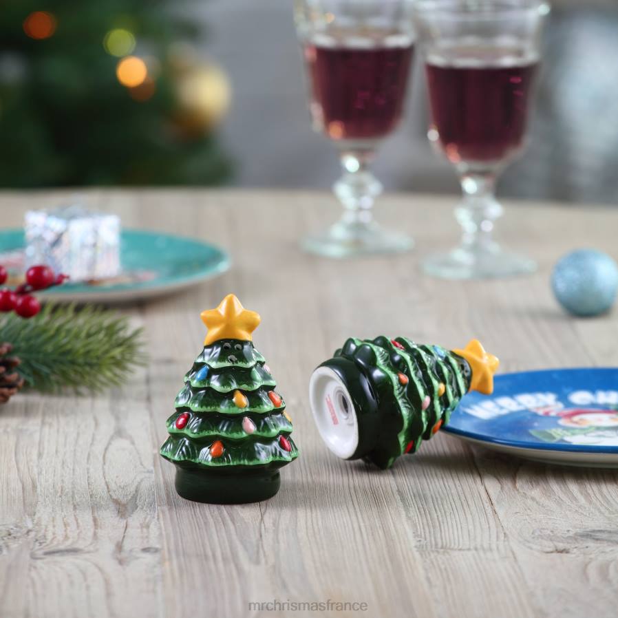 décoration Mr. Christmas Salière et poivrière en céramique nostalgique de 3,75 po-vert D00B91