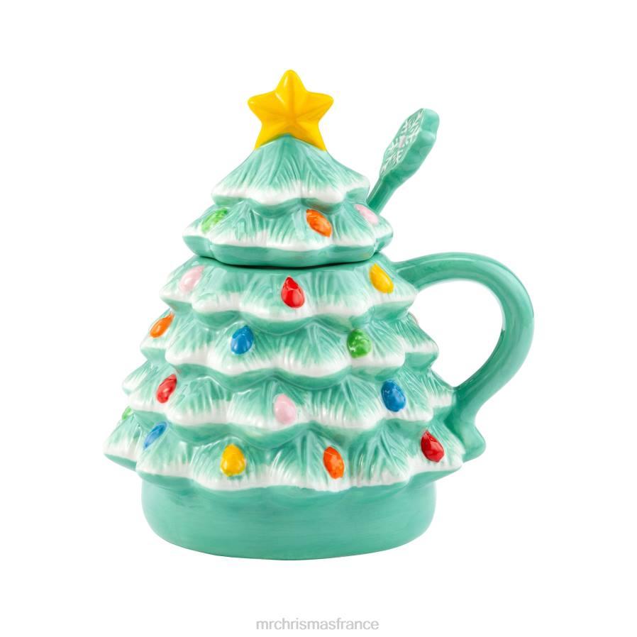 décoration Mr. Christmas Tasse à couvercle d'arbre en céramique nostalgique de 16 oz avec cuillère-écume de mer D00B94