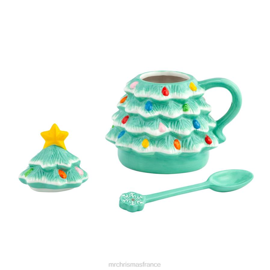 décoration Mr. Christmas Tasse à couvercle d'arbre en céramique nostalgique de 16 oz avec cuillère-écume de mer D00B94