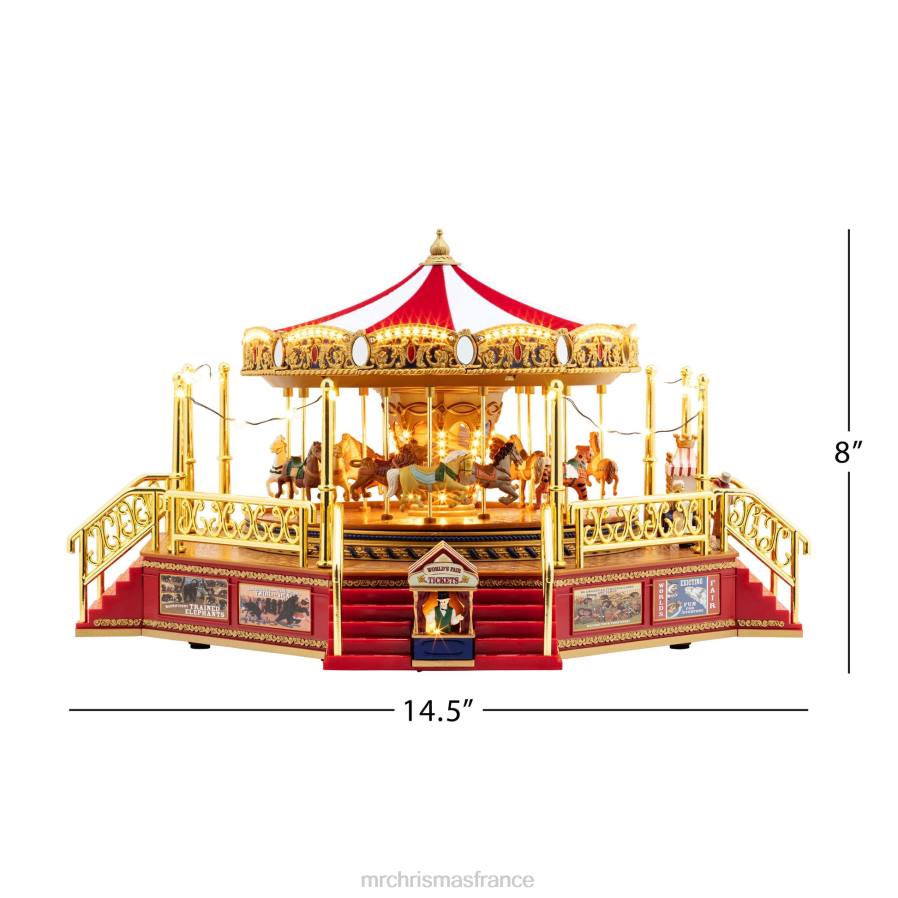décoration Mr. Christmas Carrousel de promenade animé et musical pour la collection du 90e anniversaire D00B2