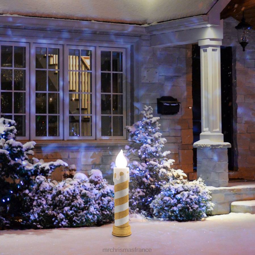 décoration Mr. Christmas Collection 90e anniversaire - Bougie moulée par soufflage à LED de 24 po, or et argent D00B10