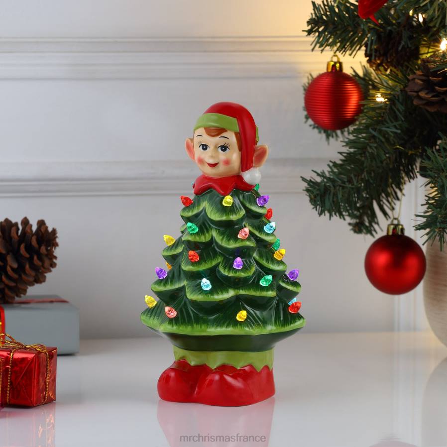 décoration Mr. Christmas Arbre elfe nostalgique en céramique de 15 po D00B239