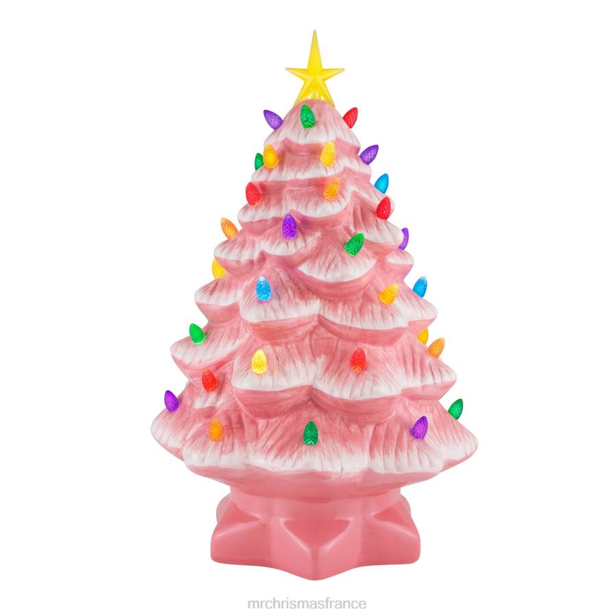 décoration Mr. Christmas Arbre nostalgique en céramique 14"-rose D00B234