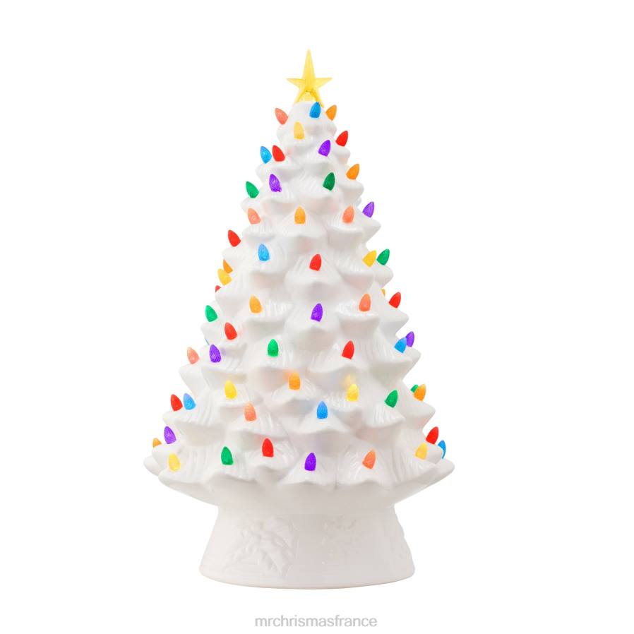 décoration Mr. Christmas Arbre nostalgique en céramique 18"-blanc D00B237