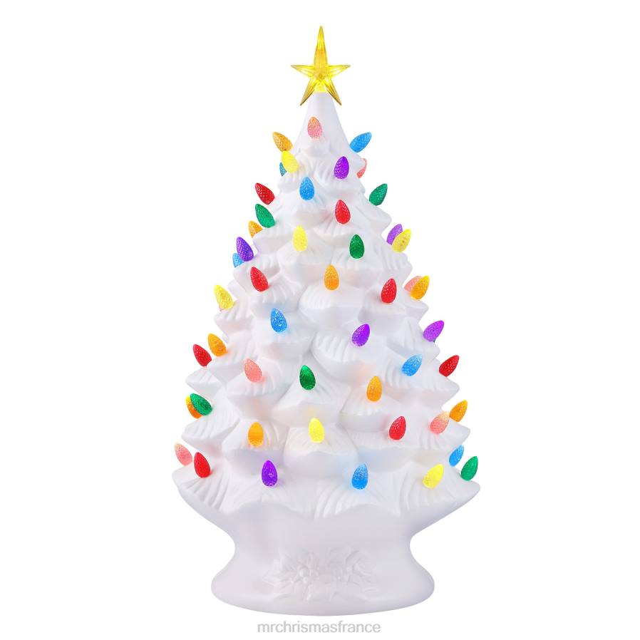 décoration Mr. Christmas Arbre nostalgique en céramique 24"-blanc D00B175
