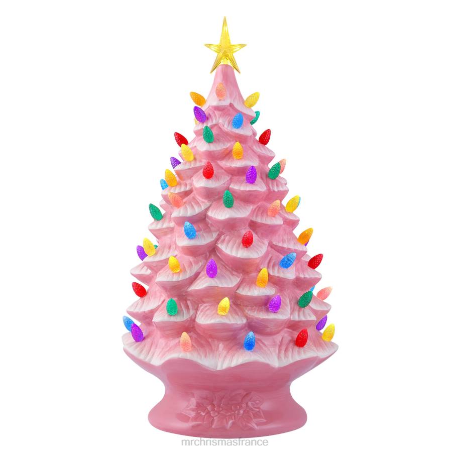décoration Mr. Christmas Arbre nostalgique en céramique 24"-rose D00B171