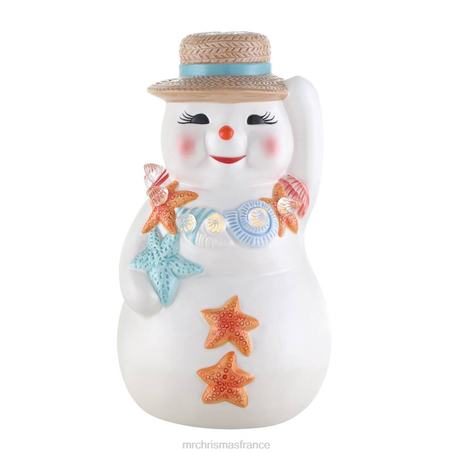 décoration Mr. Christmas Bonhomme de neige de plage en céramique 10" D00B57