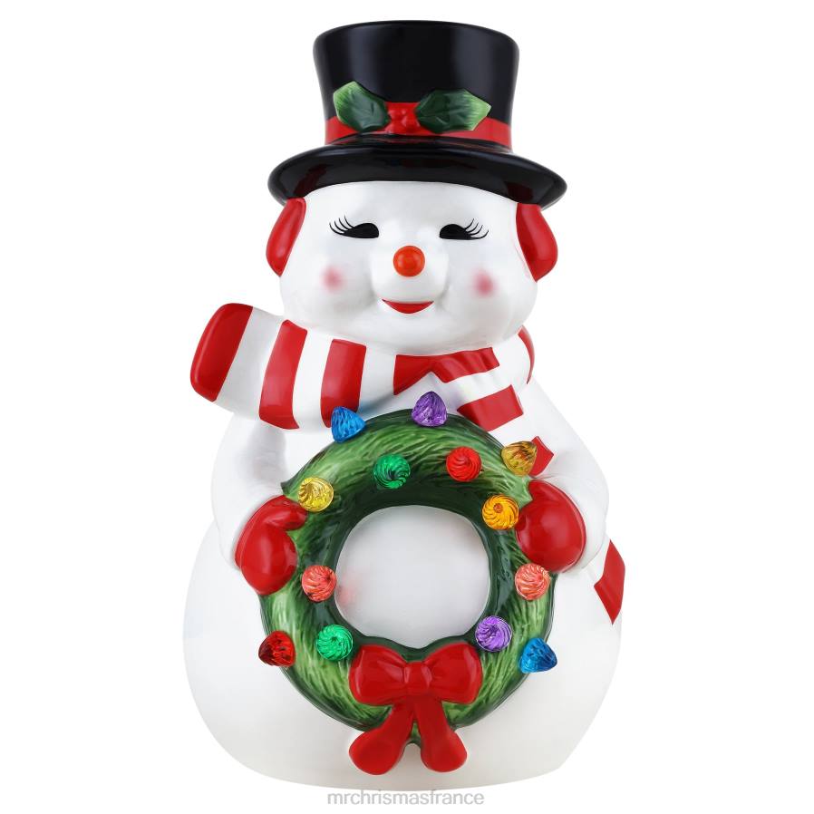 décoration Mr. Christmas Figurine-bonhomme de neige nostalgique en céramique 12" D00B65