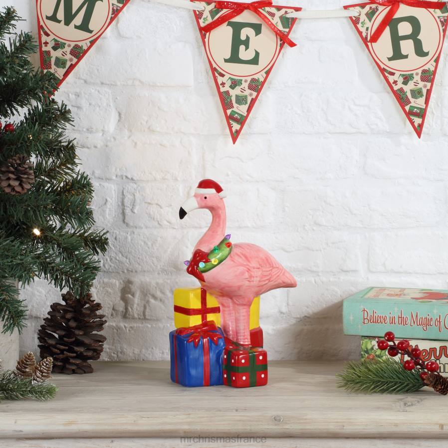 décoration Mr. Christmas Flamant rose de plage en céramique 10